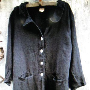 MegbyDesign Heavy Linen Black Coat S